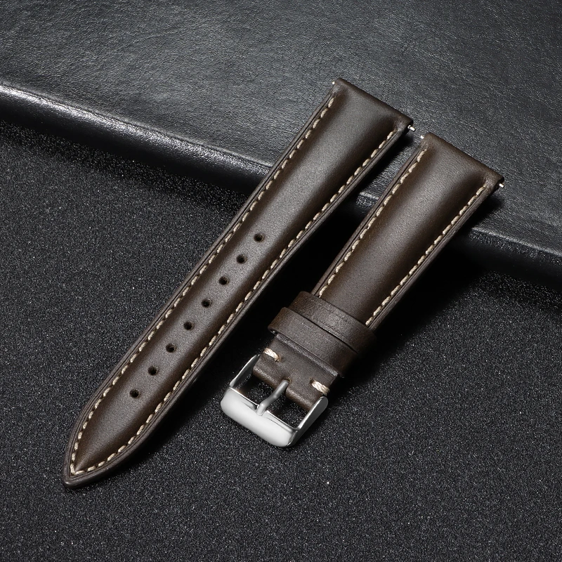 Timeless Brown Leather Watch Strap with Pin Buckle