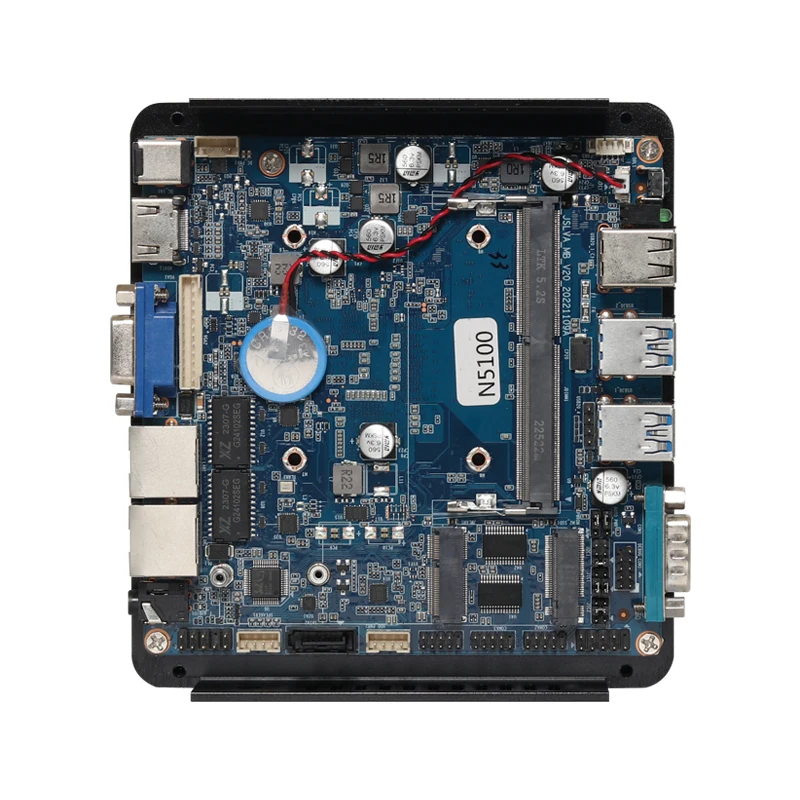 Fanless Industrial mini pc with 1xDDR4 2xGbE LAN 4xCOM RS232/RS485 4xUSB3.2 2xUSB2.0 Inter Celeron N5100 support WIN10 LINUX 6
