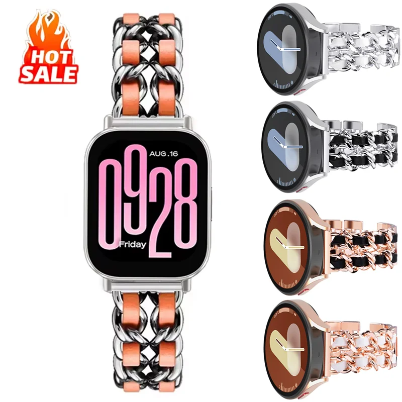Premium Leather Metal Watch Band - Elegant Wristband Strap