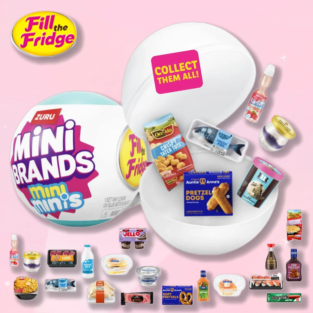 Zuru Mini Brands Fill The Fridge Mini Minis Blindbox Spielzeug Sammlerstück Miniatur Überraschungsspielzeug