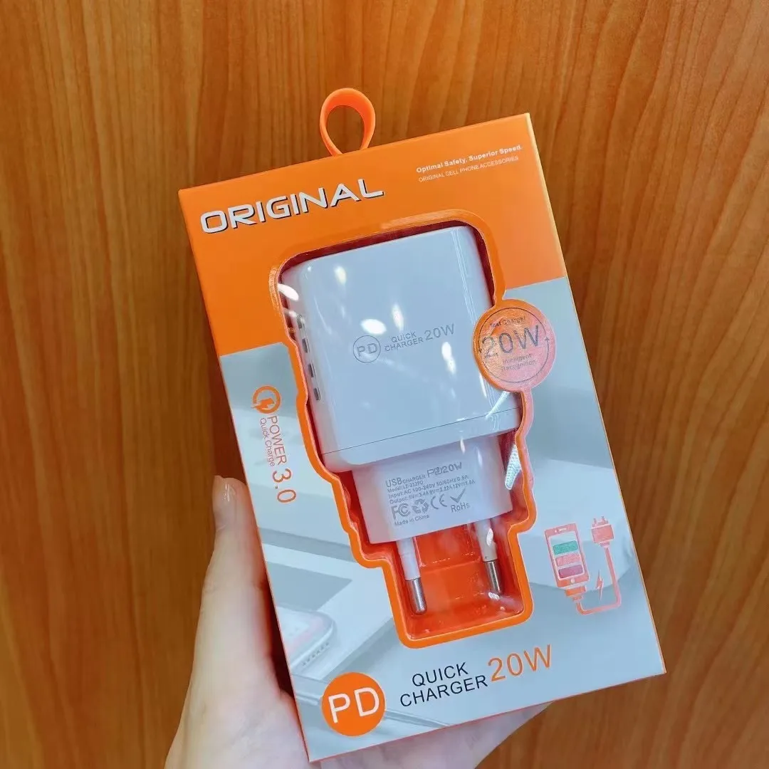 

10Pcs/20W USB C PD Quick Charger QC3.0 USB Fast Charging For iPhone Xiaomi Samsung Mobile USB Charger Adapter EU US Plug Extra