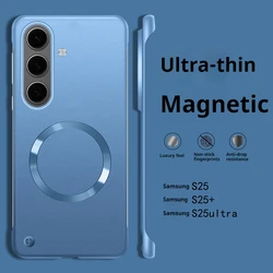 Ultra-Thin Titanium Gold Frameless Magnetic Case with Matte Finish for S22 Ultra (Blue)