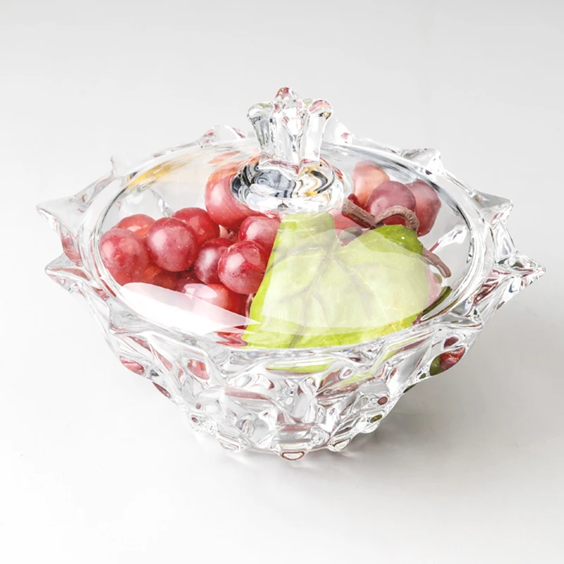 European-style Crystal Glass Ornaments with Lid Small Fruit Plate Home Living Room Large Storage Tank Home Decoration Sugar Tank 2