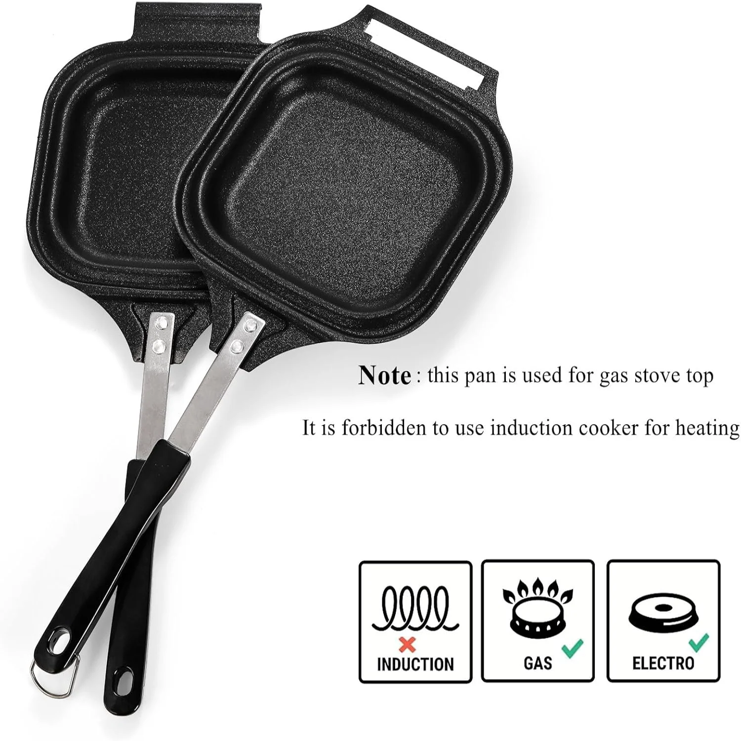 Hot Sandwich Maker Grilled Panini Press Non-Stick Pans Stovetop Breakfast Sandwich Grilled Cheese Bacon Steak 6" x 14.8