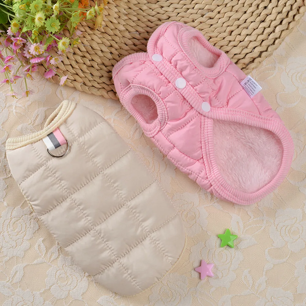 WinterWarmDogClothesForSmallDogsWindproofDogDownJacketSolid