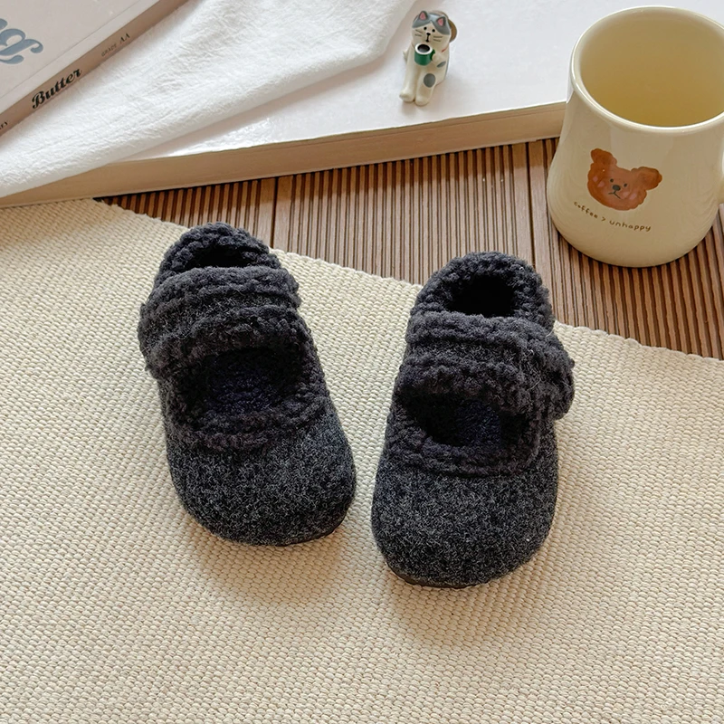 Girls Plush Lining Winter Shoes Soft Sole