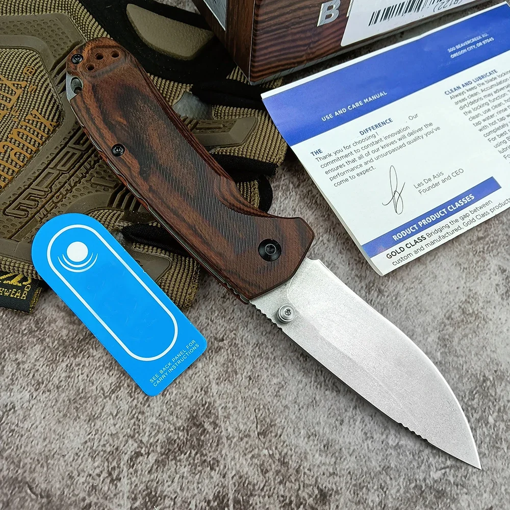 

15031 Hunt North Fork BM Knife Utility Folding Tactical Camping EDC Tools Hunting Survival Pocketknife Wood Handle Rescue Knife