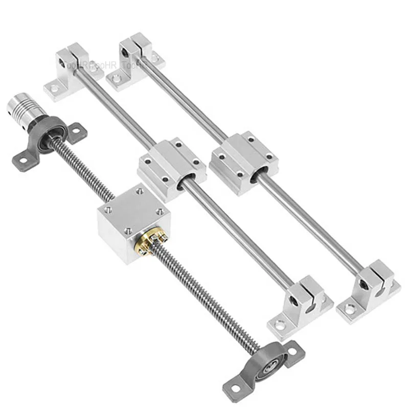 

200-600MM Shaft Bearing Shaft Lead Double T8 Rail ScrewKit Screws Optical Linear Optical Horizontal Axis Rail Axes Support Guide