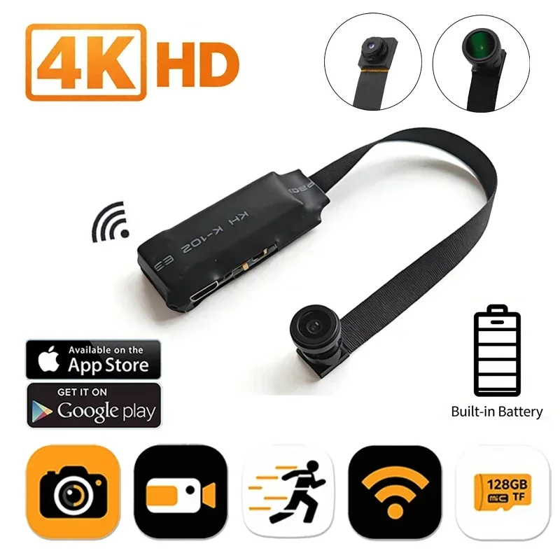 מצלמת WiFi מיני 4K HD - צפייה מרחוק, זיהוי תנועה, מצלמת מעקב בסגנון מטפלת ביתית, עשה זאת בעצמך