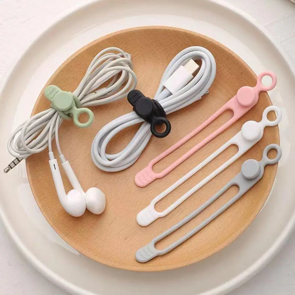 

24Pcs Cable Organizer Elasticity Self Fastening Buckle Design Silicone Wire Organizer Earphone Clip Charger Cord Storage Fixer