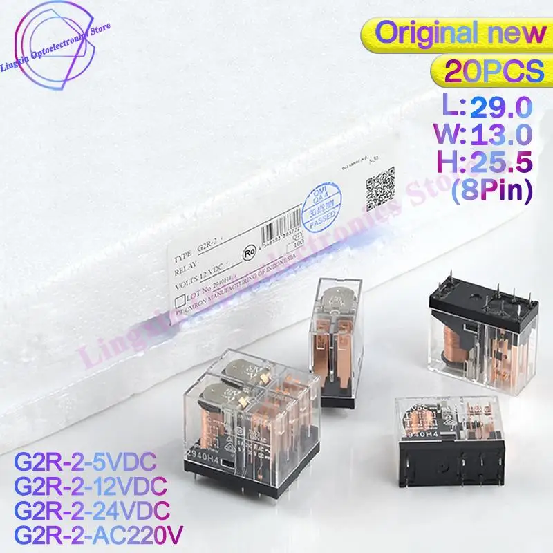 Relés de Potência 5v 12v 24v dc dc Dpdt 2c 5a 8pin 100 Original Novo 20 Peças por Lote G2r2-ac220v G2r-212vdc G2r-2-24vdc G2r-2