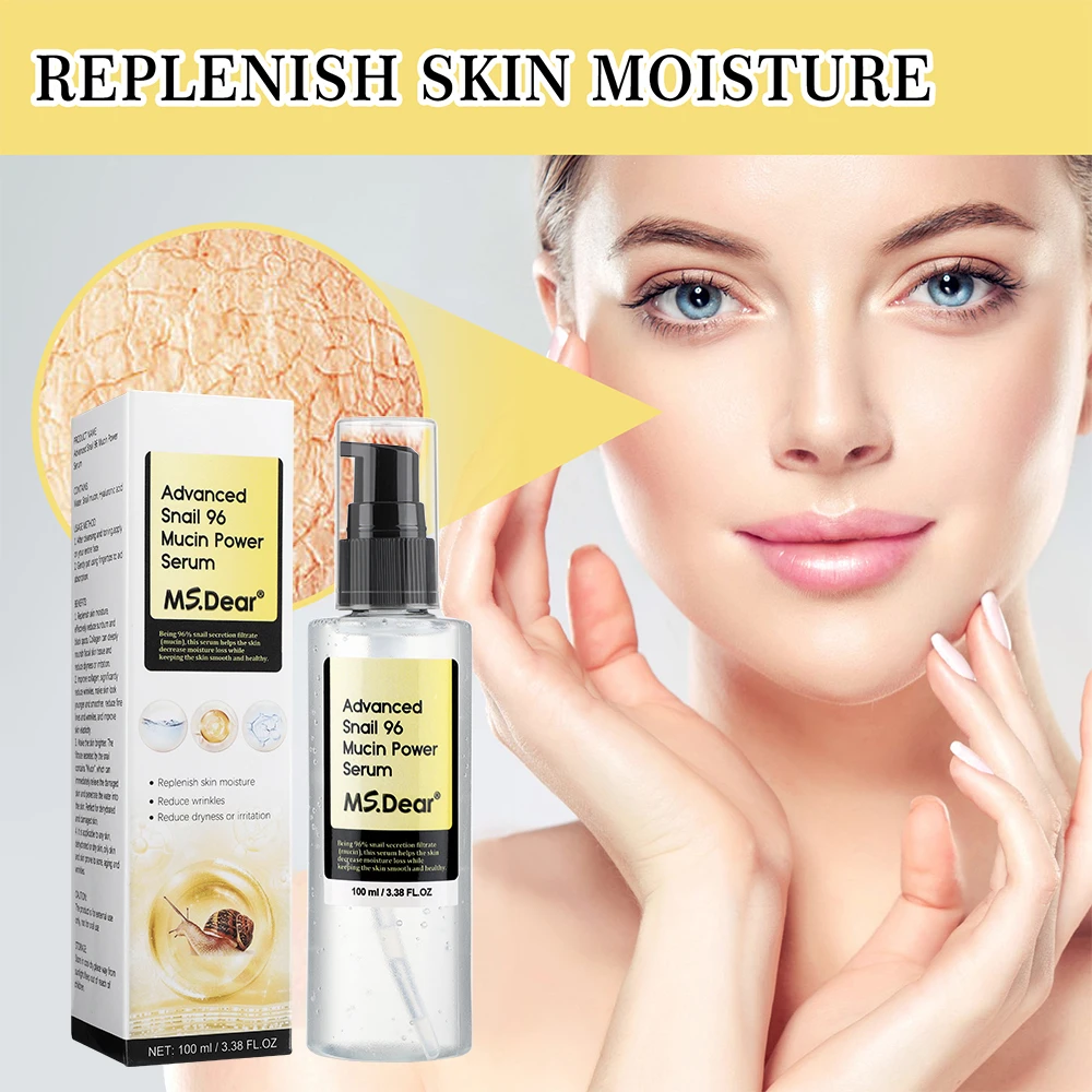 100ml Snail 96% Collagen Face Essence Moisturize Repair Skin Whitening Tighten Face Serum Facial Skin Care Products 5