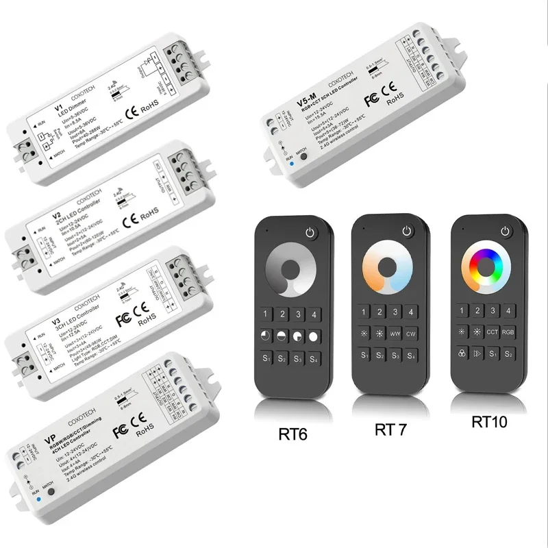 

RGBCCT/RGBW/RGB/CCT/Dimming LED RF Controller 2.4G Wireless LED Controller DC12V-24V