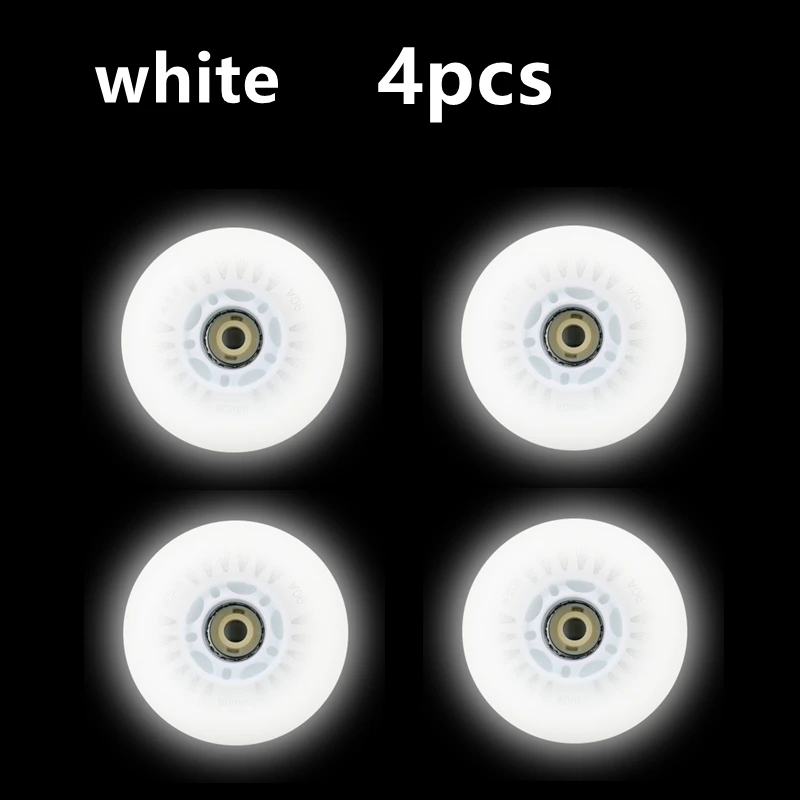4pcs Inline Skates Tyres White Flash Inline Skate Wheels LED Roller Wheels 60/62/64/68/70/72/76//80/90/100/110/125mm Speed Skates Accessories