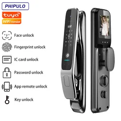 PHIPULO Tuya 3D Face Digital Electronic Lock Security Cat Eye Smart Lock Remote Unlocking Biometric Waterproof Smart Door Lock