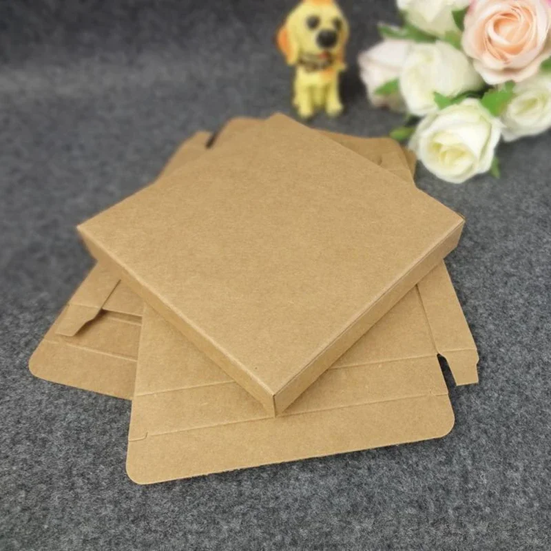 

Коробка из натуральной крафтовой бумаги, 10x10x1,5 см, плоская картонная подарочная коробка для бизнеса, оптовая продажа, 50 шт./лот, Рождественская подарочная коробка