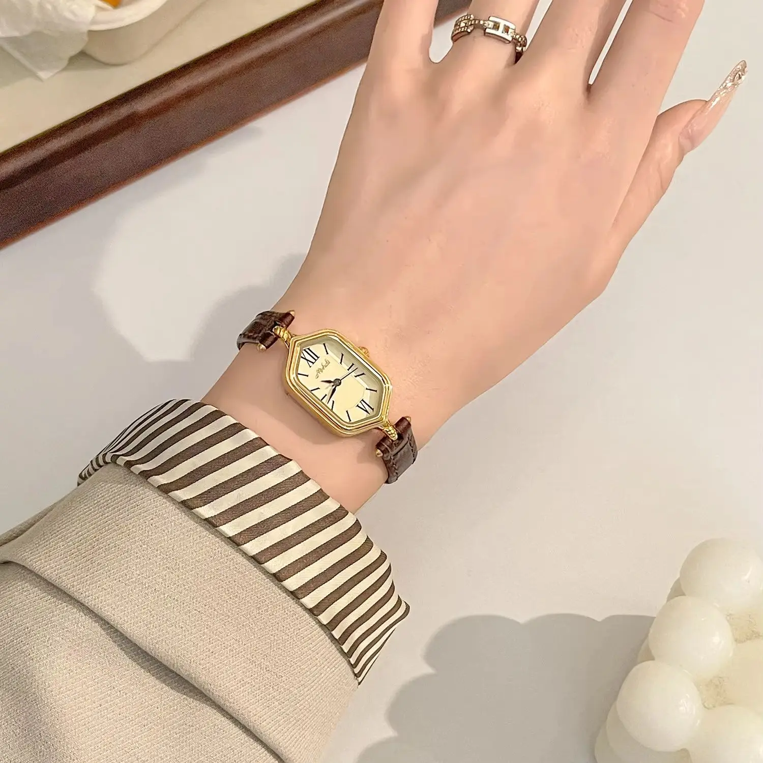 Vintage Roman Digital Luxury Watch for Women, Waterproof Leather Strap, High Quality Elegant Quartz Women's Watches Gift Clock - 5