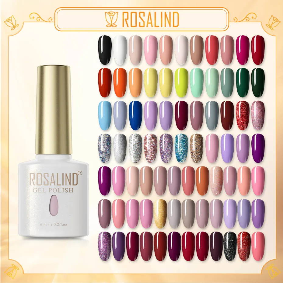 

ROSALIND 6ML Gel Nail Polish Base Top Coat Semi Permanent Varnishes Hybrid Manicure Nails Art Nude Series For Nail Gel Polish