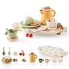 Baby Wooden Afternoon Tea Set Tea Party Tableware Wooden Handiccraft Toy Kitchen Pretend Play Set for Toddlers Kid Birthday Gift 1