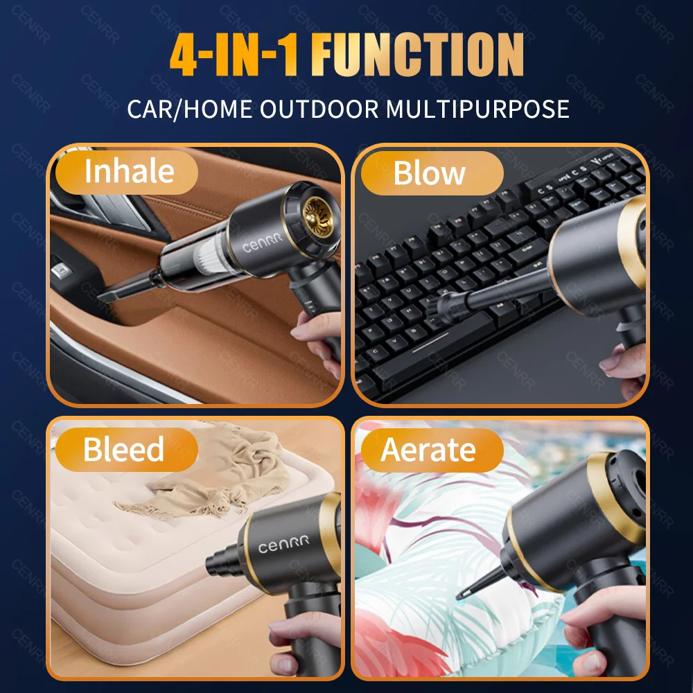 CENRR Mini Car Vacuum Cleaner 360000PA Powerful Wireless Cleaner HandHeld Portable Vacuum For Car Home Cleaning Machine