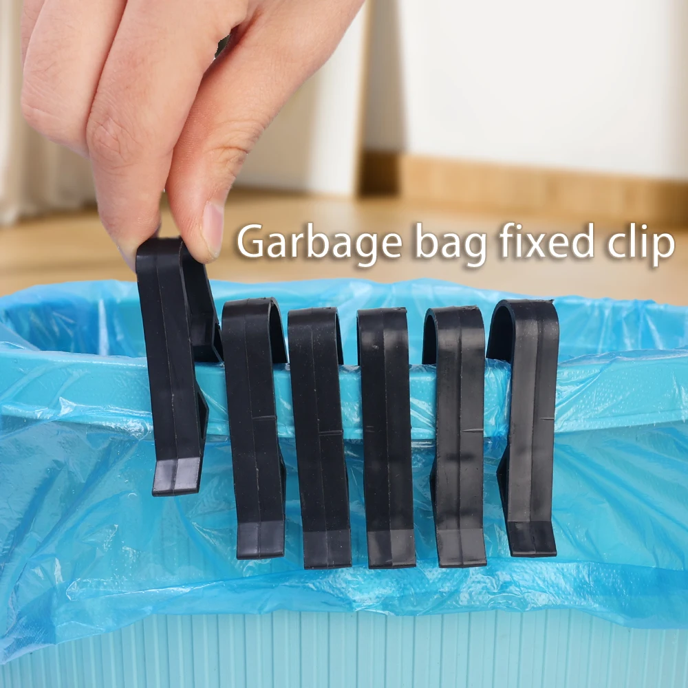 2-12Pcs Trash Bag Fixed Clip Garbage Bin Waste Basket Anti-Slip Holder Clamp Snack Bag Sealing Clips Kitchen Storage Gadgets