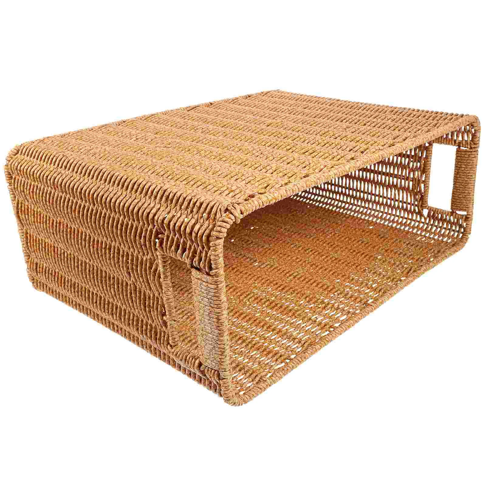 

Magazine Newspaper Basket Closet Storage Baskets Desktop Finishing Rack Woven Organizer Plastic