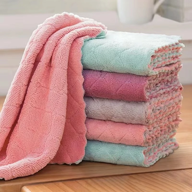 Microfiber towel 10pcs Microfiber Towel Absorbent Kitchen Cleaning Cloth Non-stick Oil Dish Towel Rags Napkins Tableware Household Cleaning