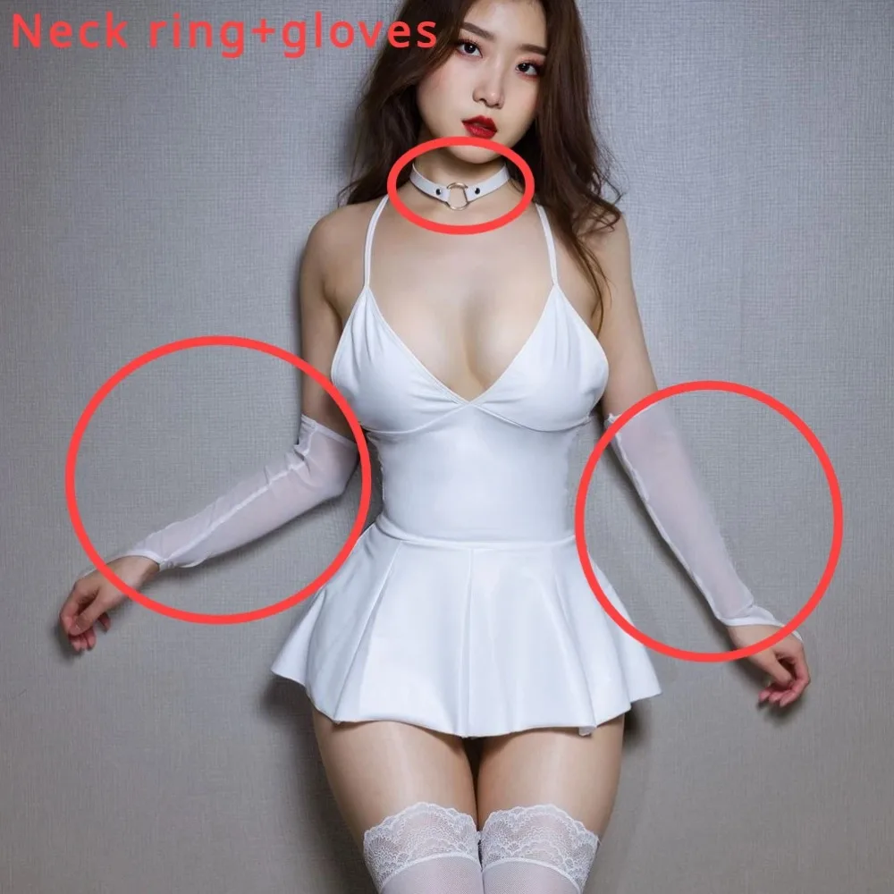 Ladies Latex Dress Set Sexy Lingerie Women Underwear PU Leather Short Dress for Sex Clothing Porn Bodysuit Women Erotic Lingerie