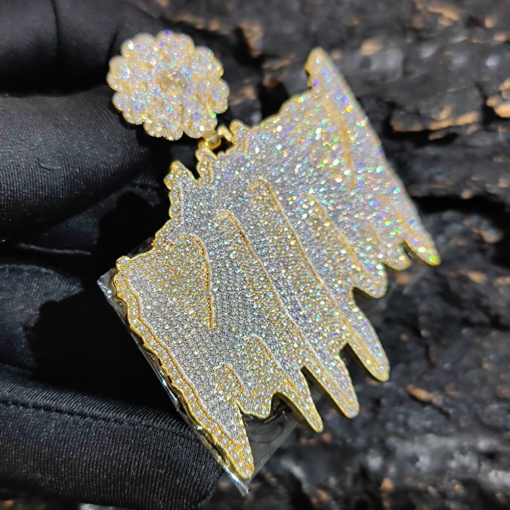 Personalized Customization VVS Moissanite Double-Layer Letter Diamond Pendant  Hip Hop 925 Sterling Silver Name Necklace Pendant