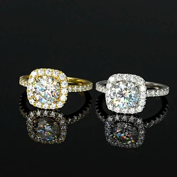 2CT D Color Moissanite Ring s925 Sterling Silver Brilliant Diamond Halo Engagement Rings for Women Fine Jewelry Gifts 6