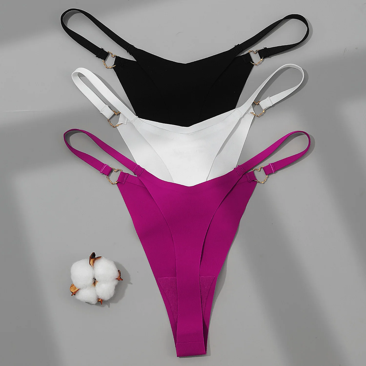 FNIO Women's Panties Sexy Seamless Thong Pantie Women's Low Waist Solid