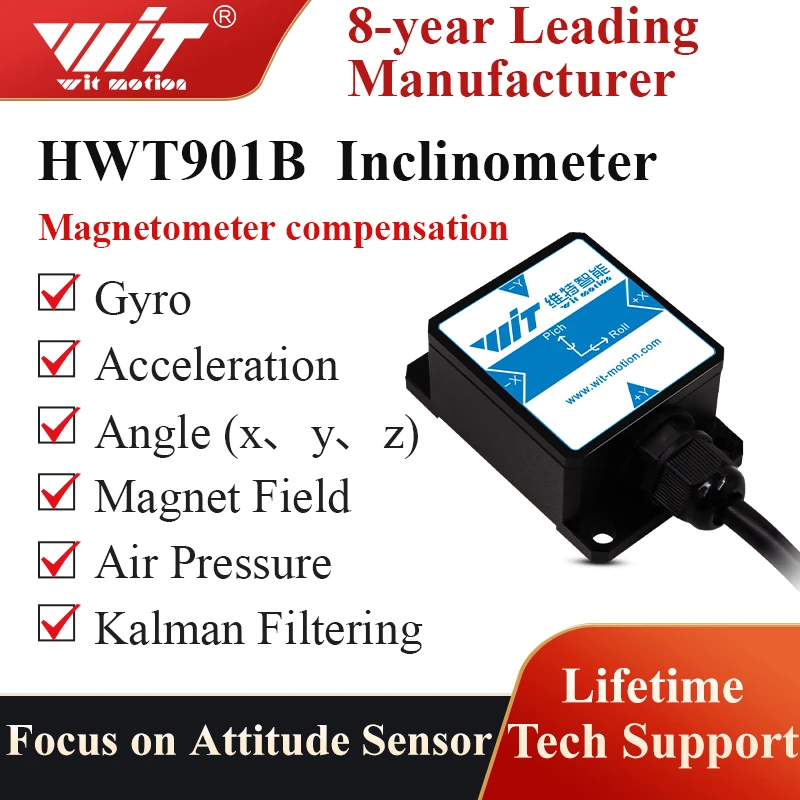 WitMotion [가속도계+경사계] HWT901B TTL MPU9250 9축 자이로스코프+각도계(XY0.1) ° 디지털 나침반+공기압+고도계