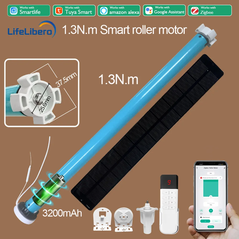 Boyarca 1.3N.m แบตเตอรี่ Tuya Zigbee Roller Shade ผ้าม่านมอเตอร์สําหรับหลอด 38 มม.ทํางานร่วมกับ Smart Life APP Alexa Google Home Control 1