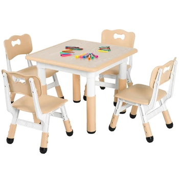 AOOU Kids Adjustable Table and 4 Chairs 7