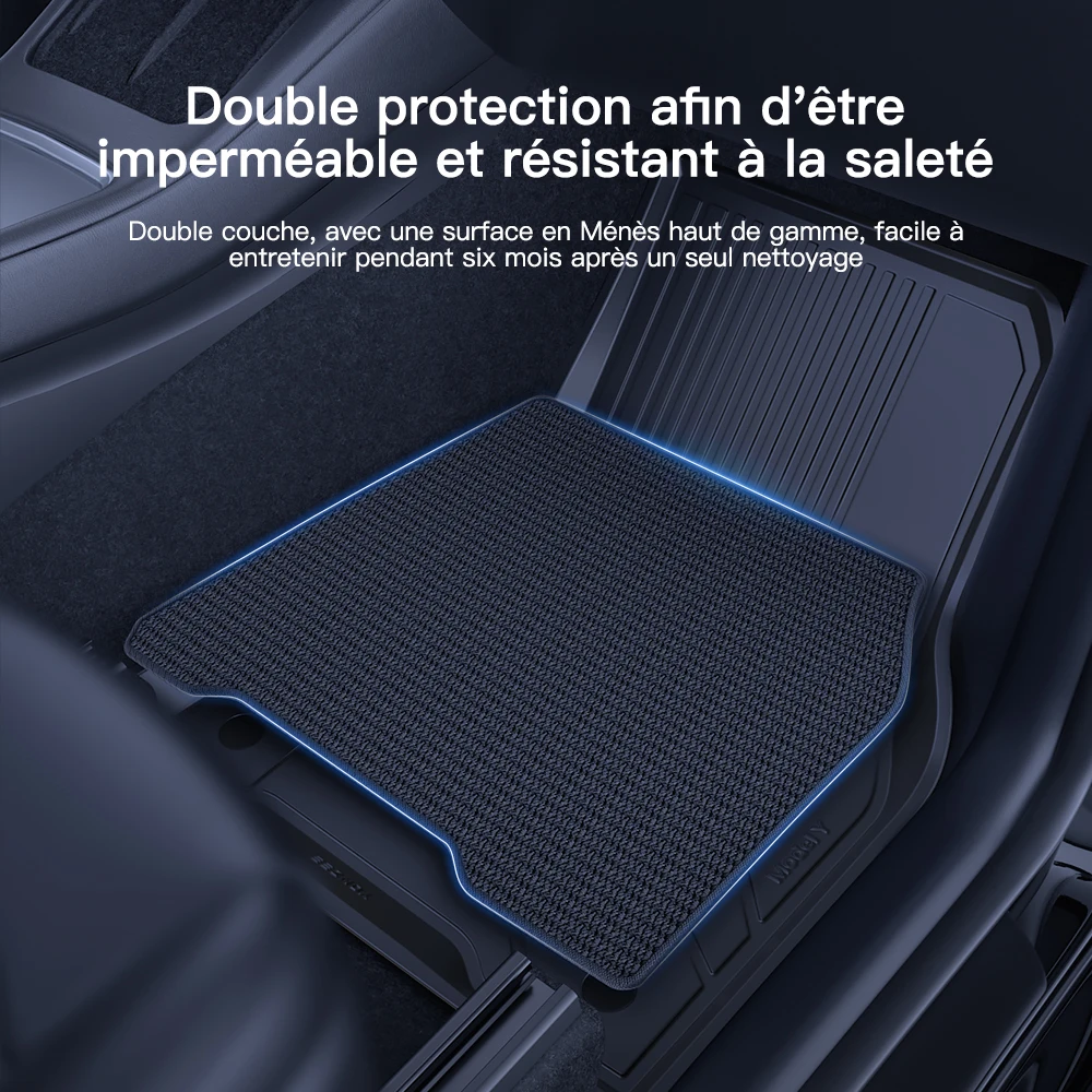 YZ-Tapis de Sol pour Voiture Modèle 3 Y 2021-2024, Polymères de Sol Non ALD Imperméables, Quatre Saisons, Accessoires Spéciaux en TPE, Nouveauté