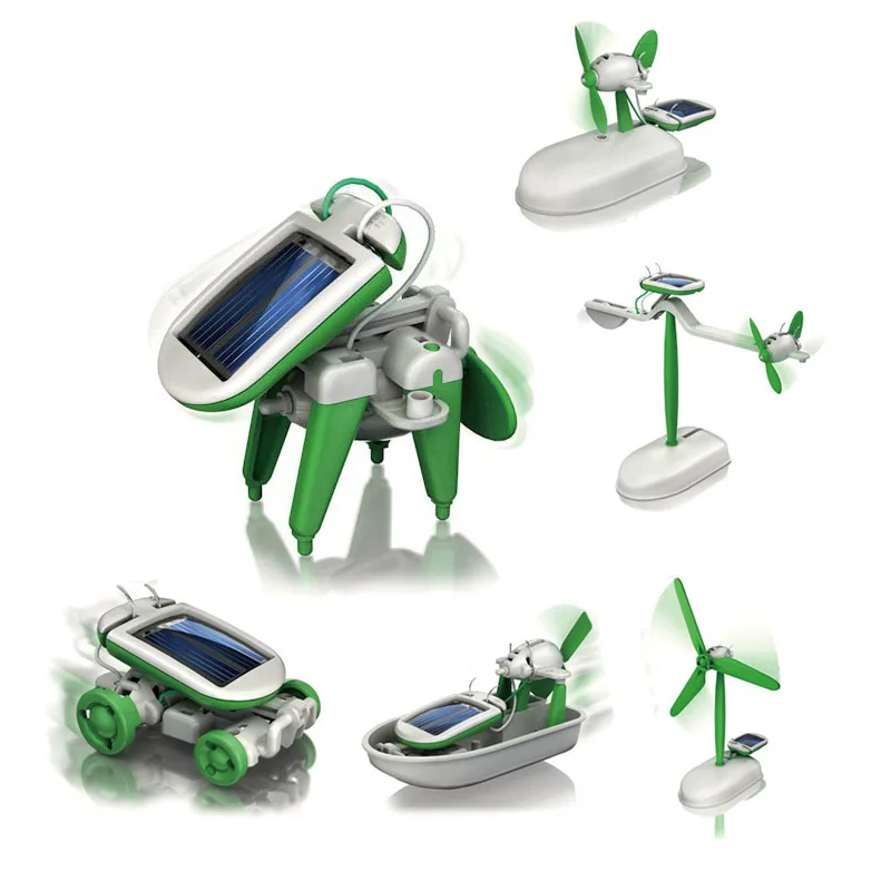 6-in-1 Solar Power Robot Kit Assembly Ship Fan Windmill Car Toy Science Laboratory DIY Children Educational Equipment