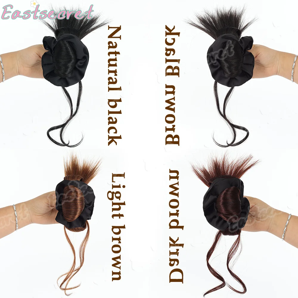 EAST 신제품 합성 헤어 번 클립과 헤어 타이 플러피 번 헤드 가발 브라운 가발 헤어 클립 헤어 액세서리