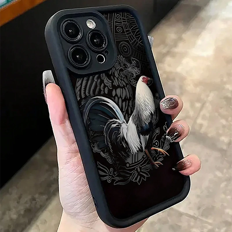 Artistic 2D Rooster & Eagle Graphic Print Phone Case