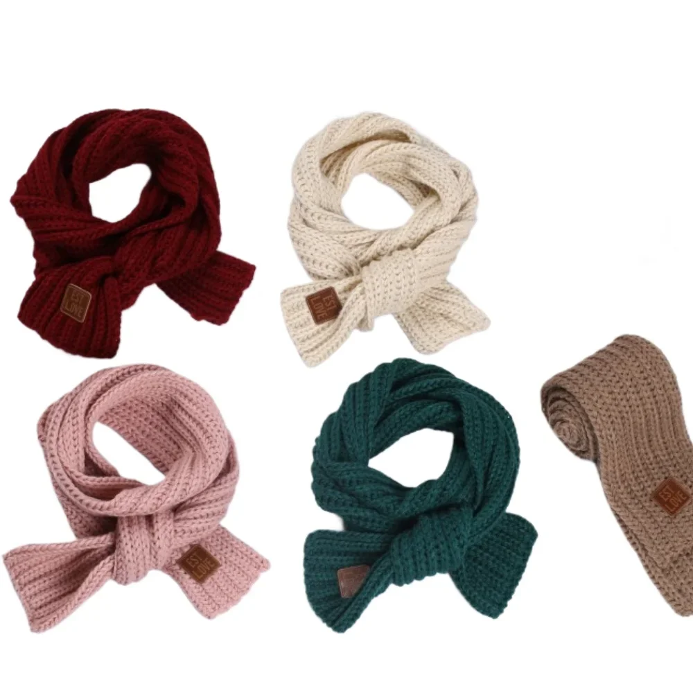 2Pcs Kids Winter Warm Scarf, Solid Color Knitted Shawl, Warm Accessory, Suitable for 2-6 Years Old Boys and Girls Daily Wear