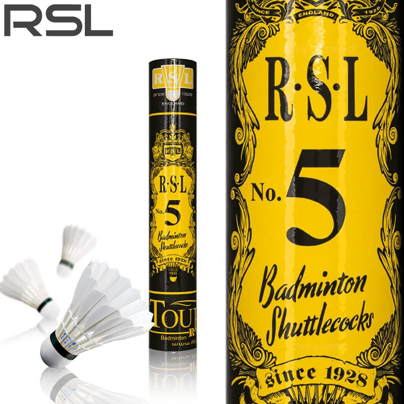 

60Pcs=5tubes RSL Asian Lion Dragon No. 5 Badminton Durable Game Training Ball Double Ball Head Duck Feather Badminton