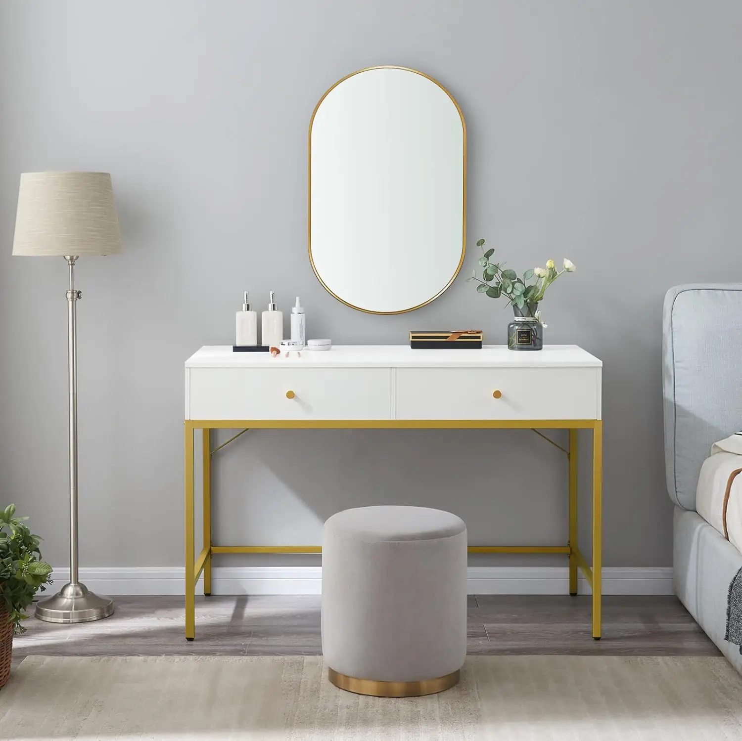 SUPERJARE Vanity Desk with Drawers, 47 inch Computer Desk, Modern Simple Home Office Desks, Makeup Dressing Table for Bedroom