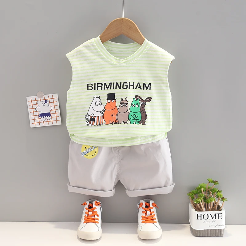 

SH- Baby Clothes Toddler Boy Clothes 0-5 -Years Old Summer Short-Sleeved Shorts Suit Baby Printed Shirt Two-Piece Suit