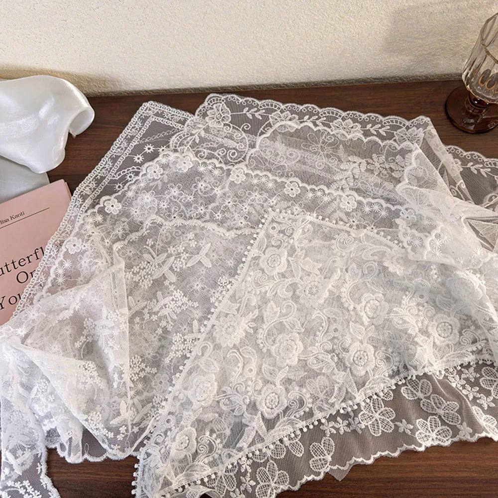 Femmes Floral Bandana Lace Triangle Transparent Scarf Head Scarf Summer