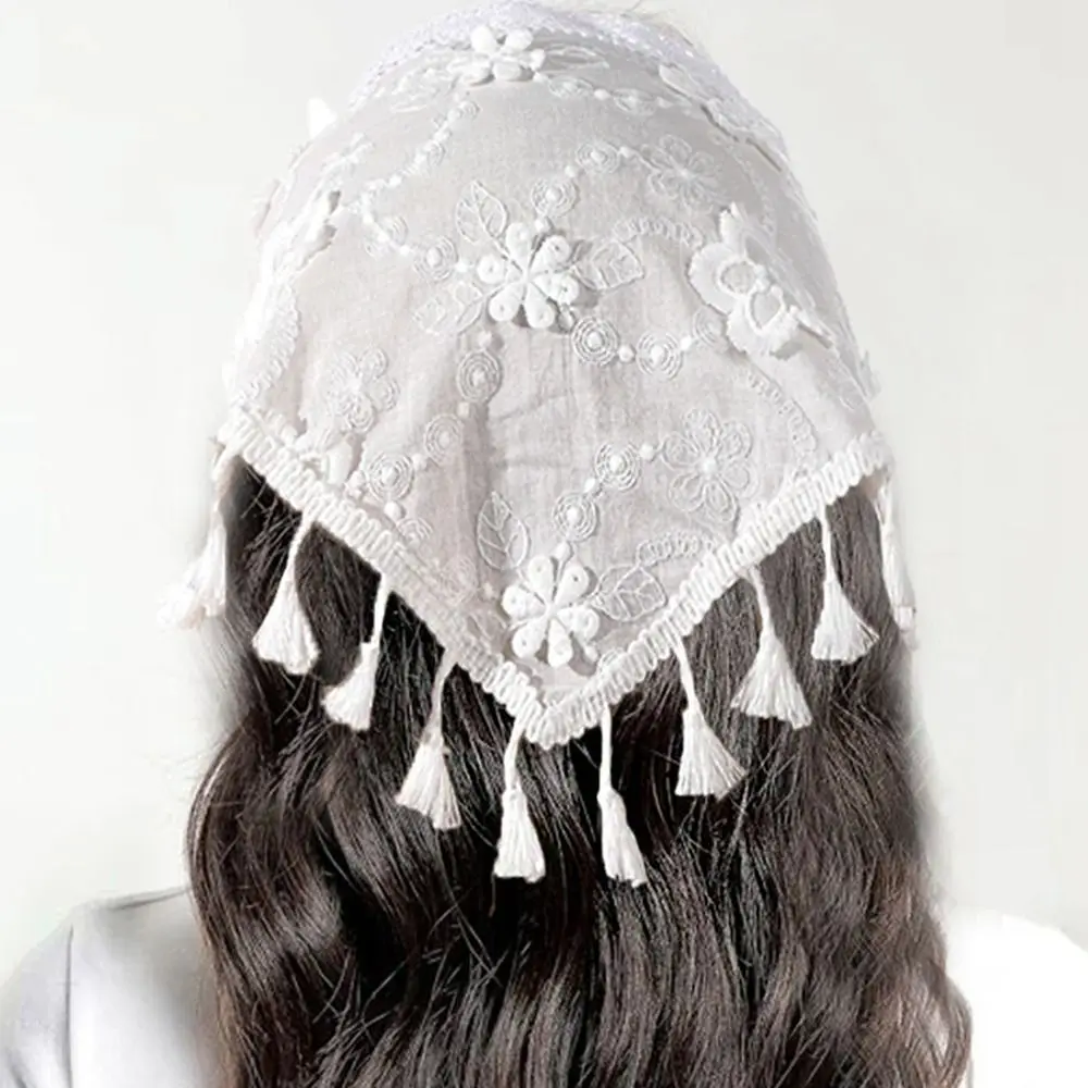 

Lace Flower Triangle Bandana Hair Scarf Bohemia White Hair Band Colorful Butterflies Triangle Scarf Kerchief For Women Girl