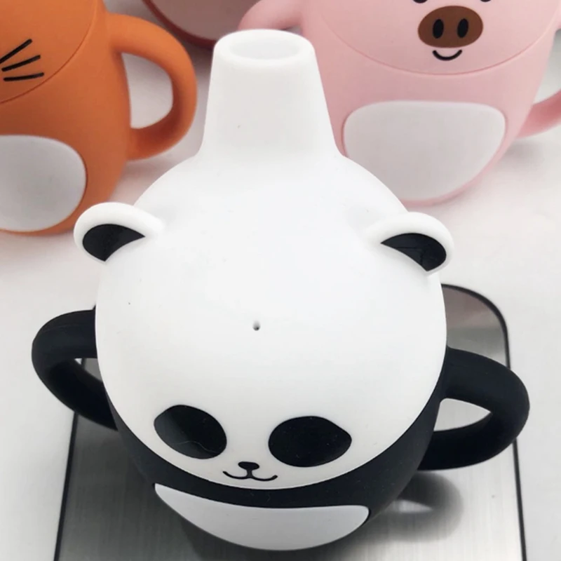 Batole sippy pohár dětské silikon pohár sippy pohár splash-proof sláma panda sippy pohár