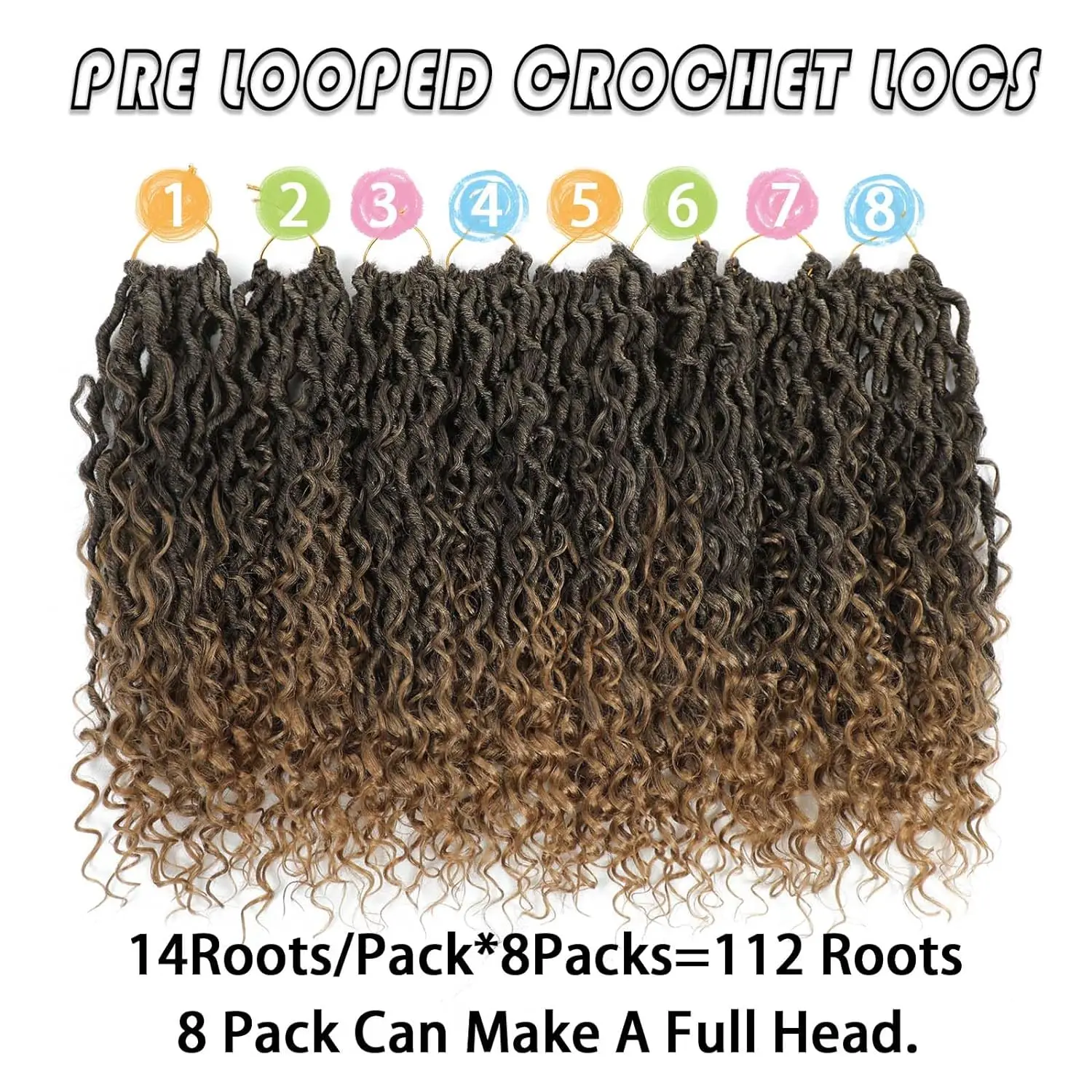 14" Faux Locs Crochet Hair Pre Looped 8Pack Synthetic Goddess Locs Crochet Hair With Curly Ends Boho For Black Women