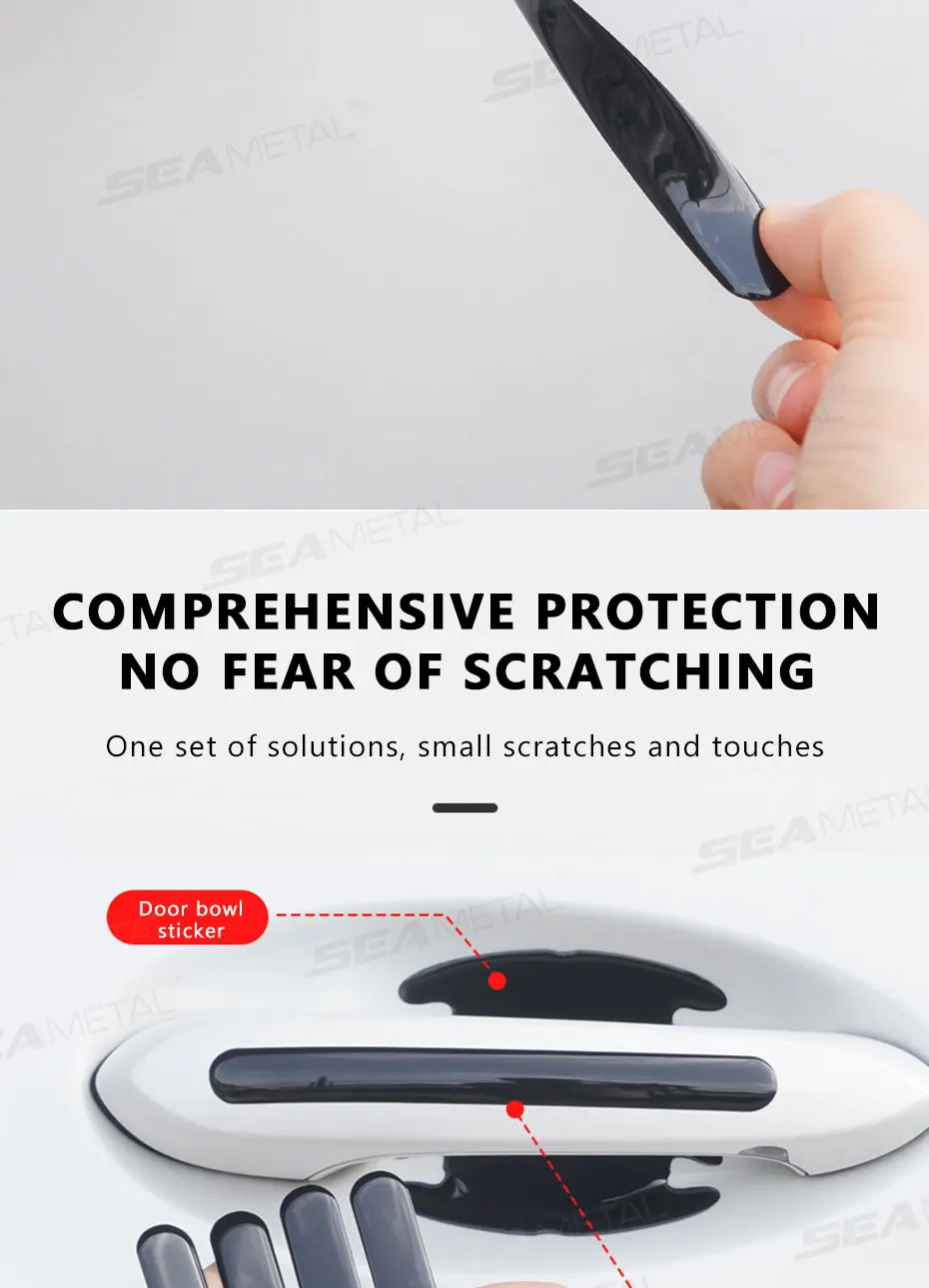 Car Door Handle Protective Sticker Wear Resistant Scratch Resistant Black Protec