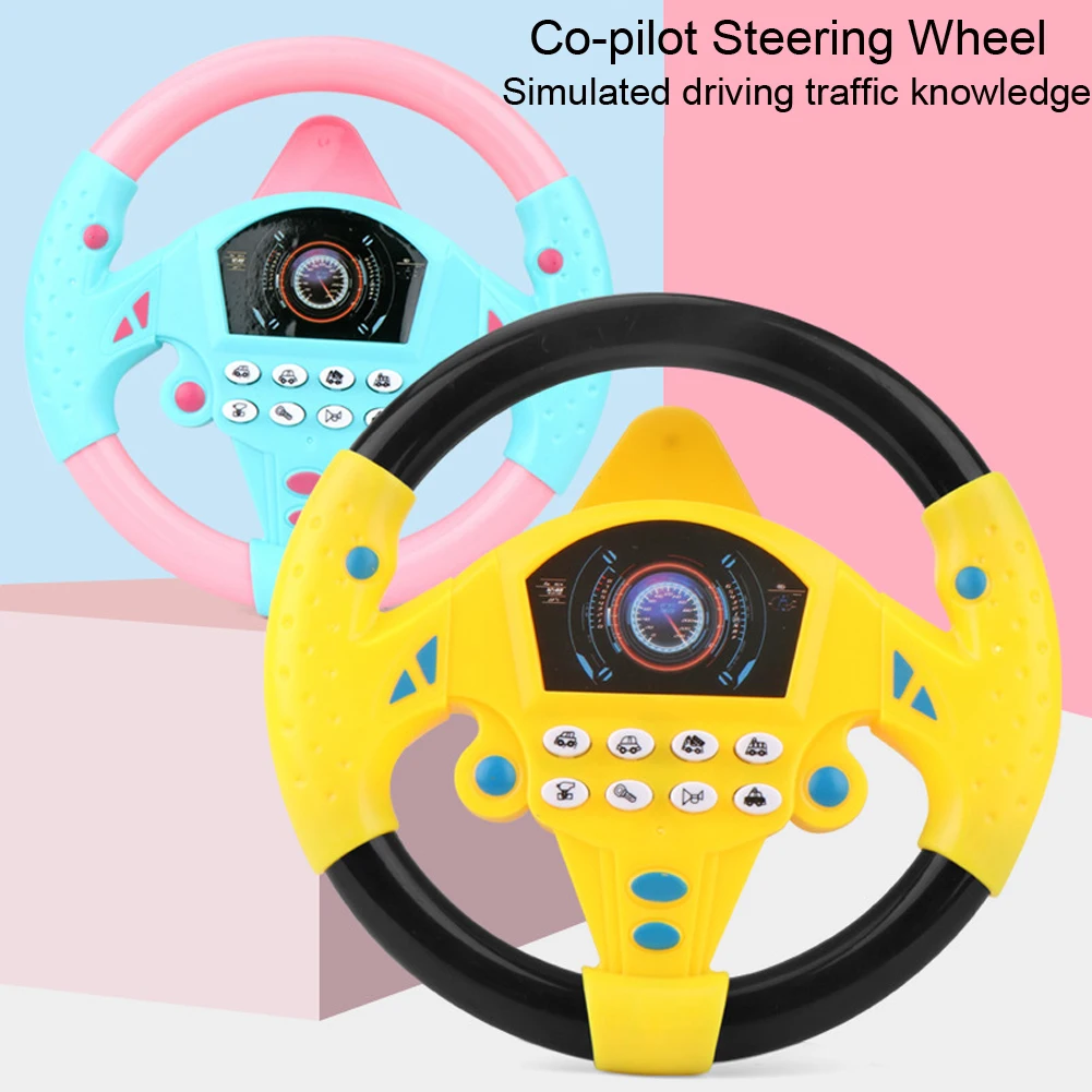 Steering Wheel Toy Co pilot steering wheel simulator simulation car mounted 360 degree rotation simulation driving internet celebrity voice toy
