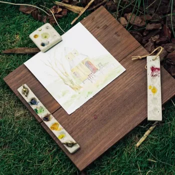 Set per schizzi ad acquerello ultraportatile Tavolo da disegno pieghevole in legno fatto a mano con tavolozza incorporata Strumenti di materiali artistici creativi
