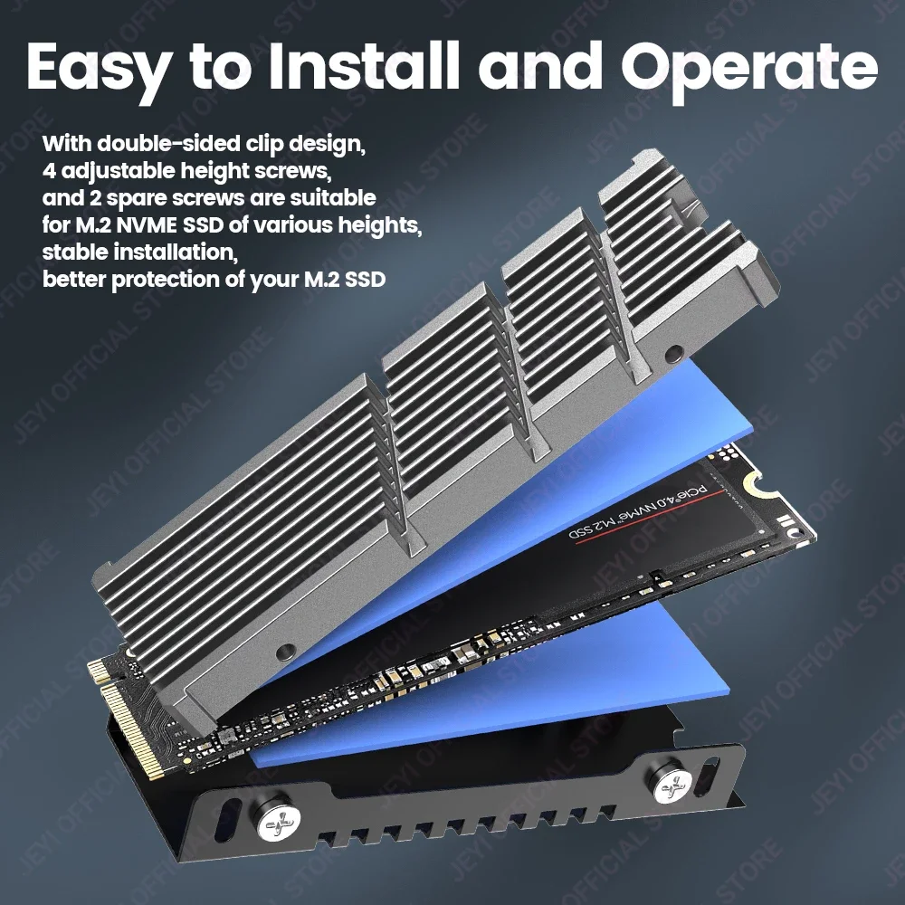 Aluminum Heatsink Radiator JEYI Cooler II 2280 SSD Heatsink M.2 NVME Magnesium Aluminum Alloy PC Radiator